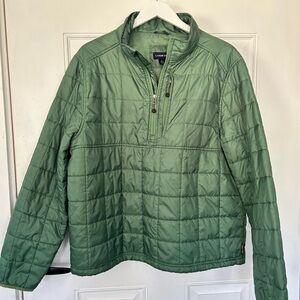 Lands' End Olive Green Quilted Packable Pullover Puffer